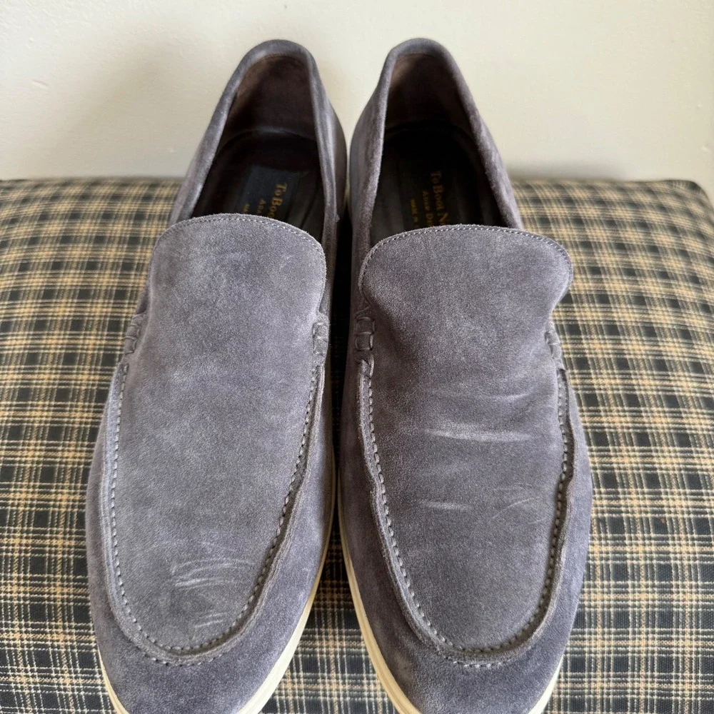 To Boot New York 540 Grey Suede Contrast Sole Loafers Size 9.5 Grey